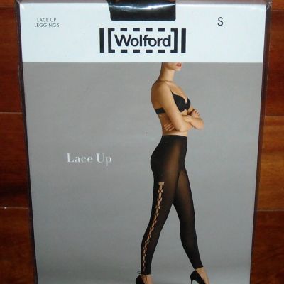 NWT Women's Wolford Lace Up Leggings Color Gobi /Black  Size S Style 14585 $225